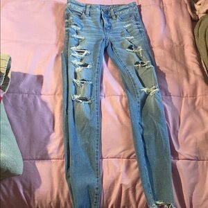 American Eagle Outfitters Ripped Light Blue Skinny Jeans